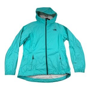 The North Face Jacket Womens Medium Teal HyVent Hooded Waterproof Rain Shell